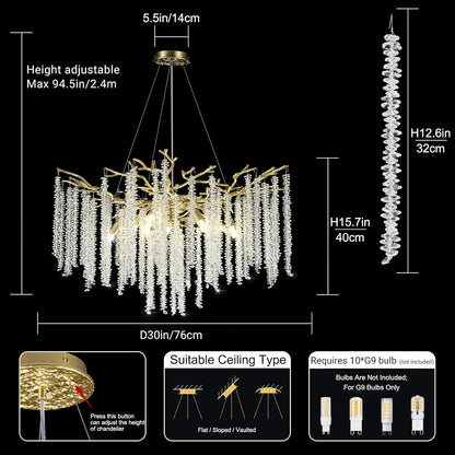 Round Gold Tree Branches Chandelier 30"-Amarnest