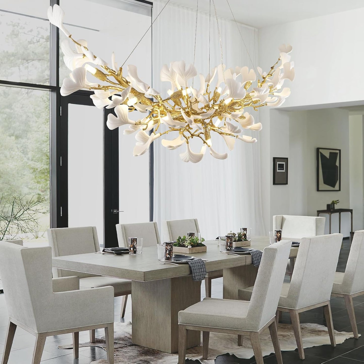 Ginkgo Rectangle Chandelier 55"-Amarnest