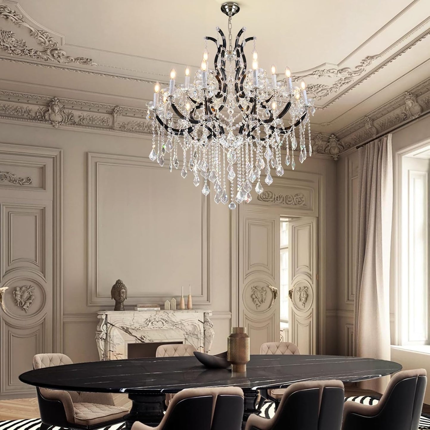 Luxurious Rococo Iron & Crystal Chandelier-Amarnest