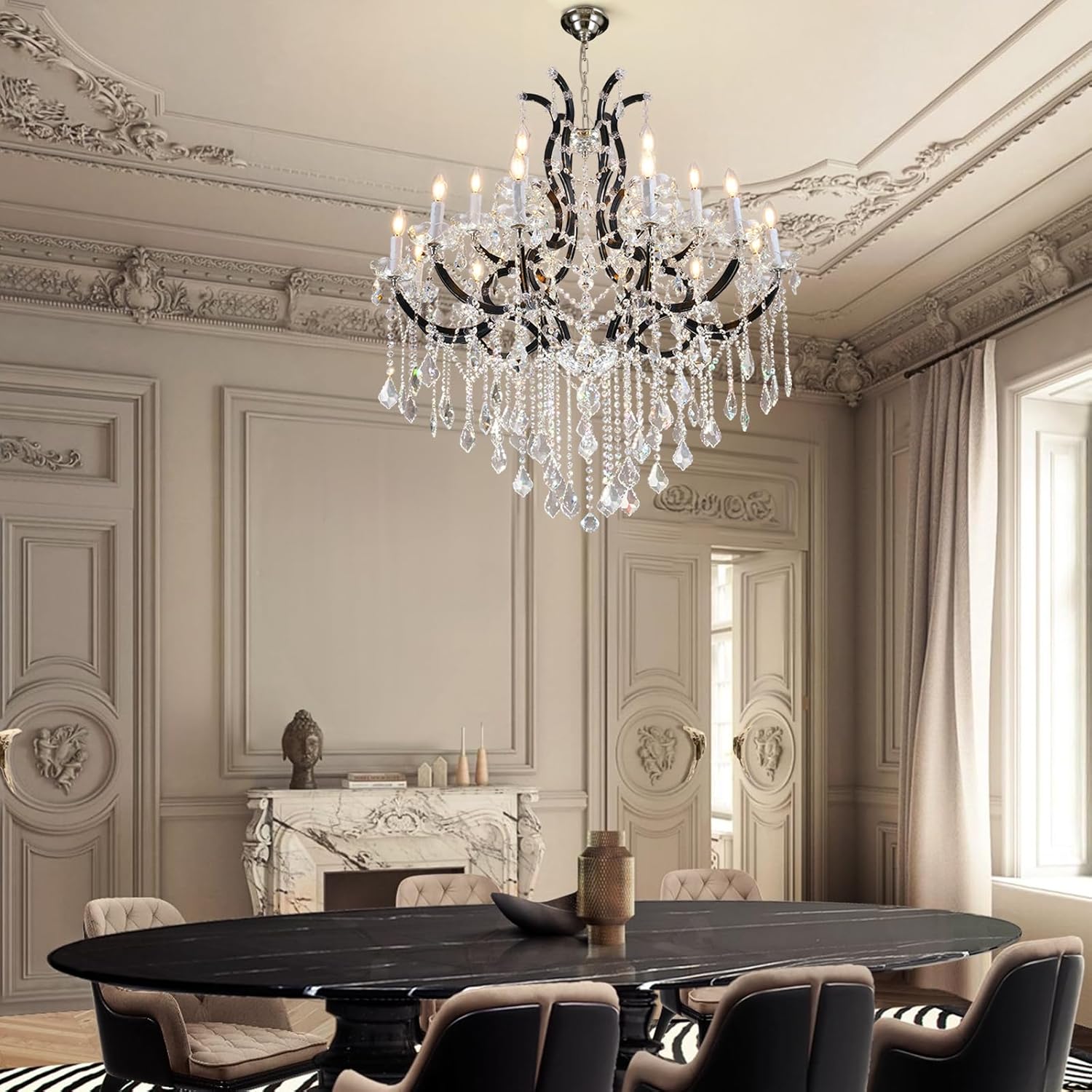 Luxurious Rococo Iron & Crystal Chandelier-Amarnest