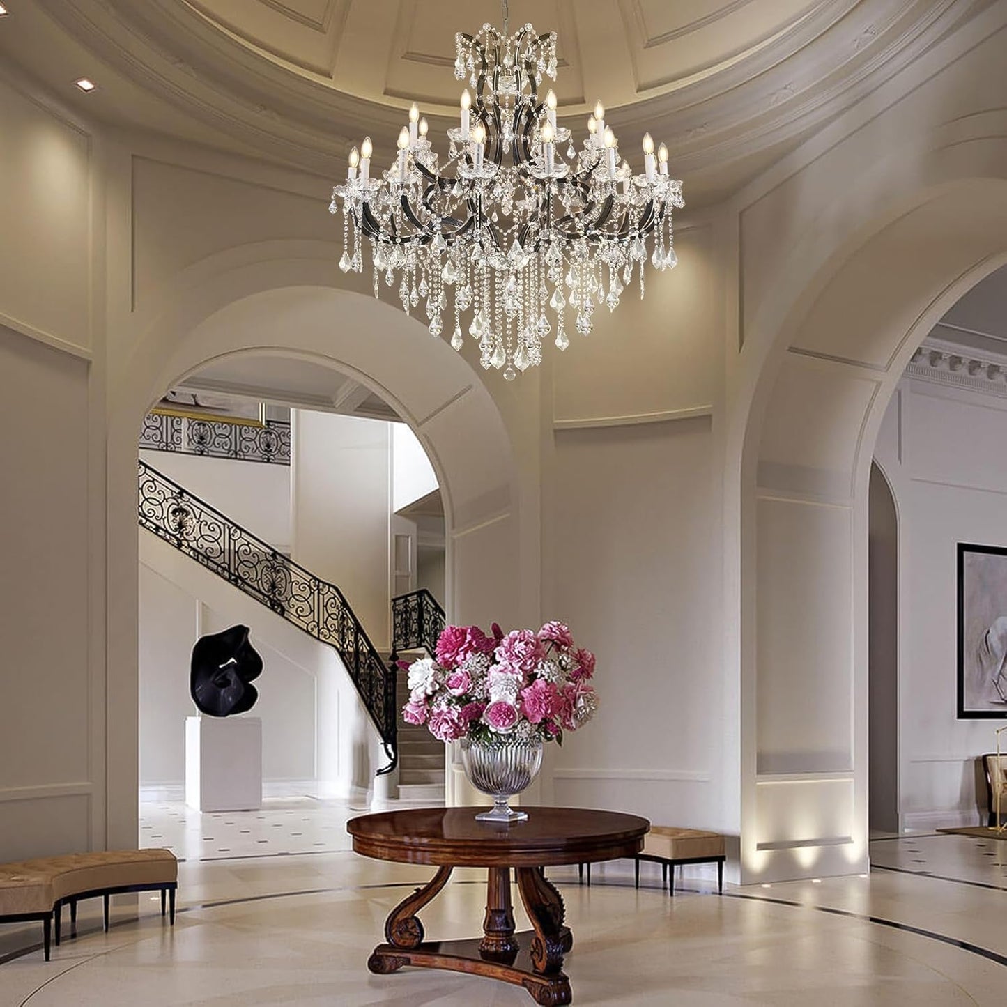 Luxurious Rococo Iron & Crystal Chandelier-Amarnest