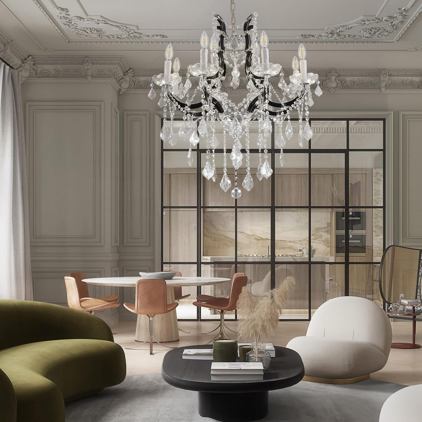 Luxurious Rococo Iron & Crystal Chandelier-Amarnest