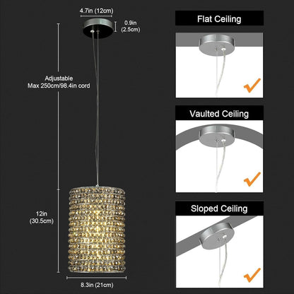 Smoke Grey Crystal Pendant Lights-Amarnest