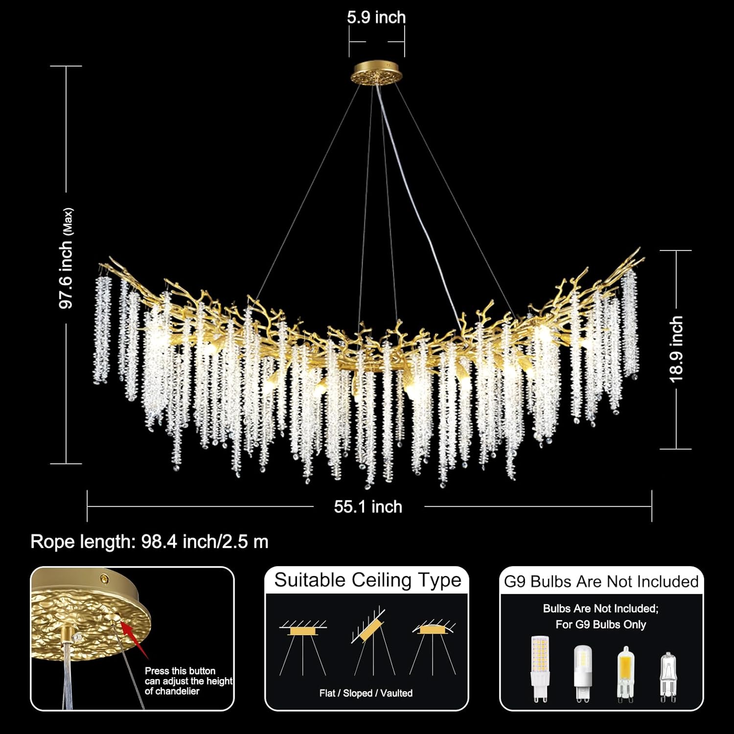Gold Tree Branches Chandelier-Amarnest