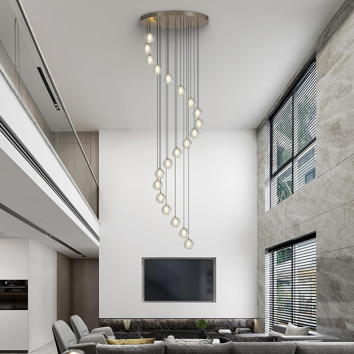 Large LED Pendant Chandeliers with Crystal Bubble Ball-Amarnest