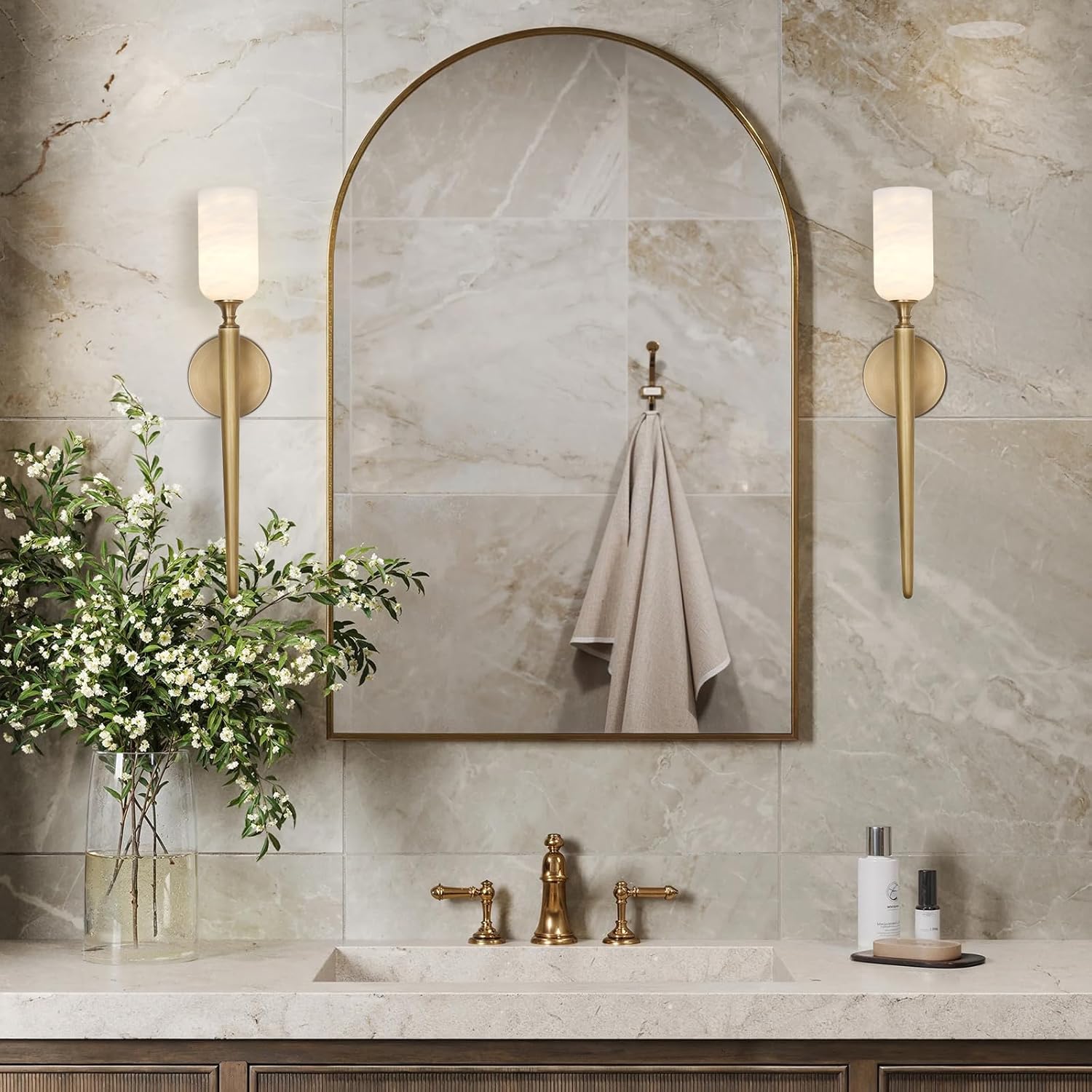 Monty Alabaster Wall Sconces-Amarnest