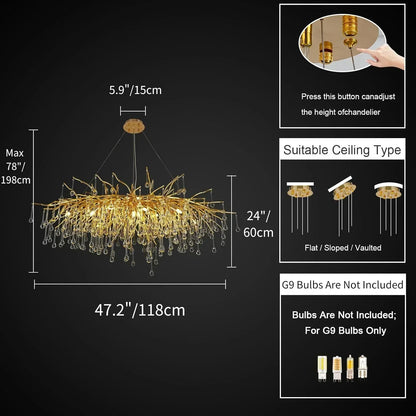 Gold Raindrop Crystal Chandelier-Amarnest