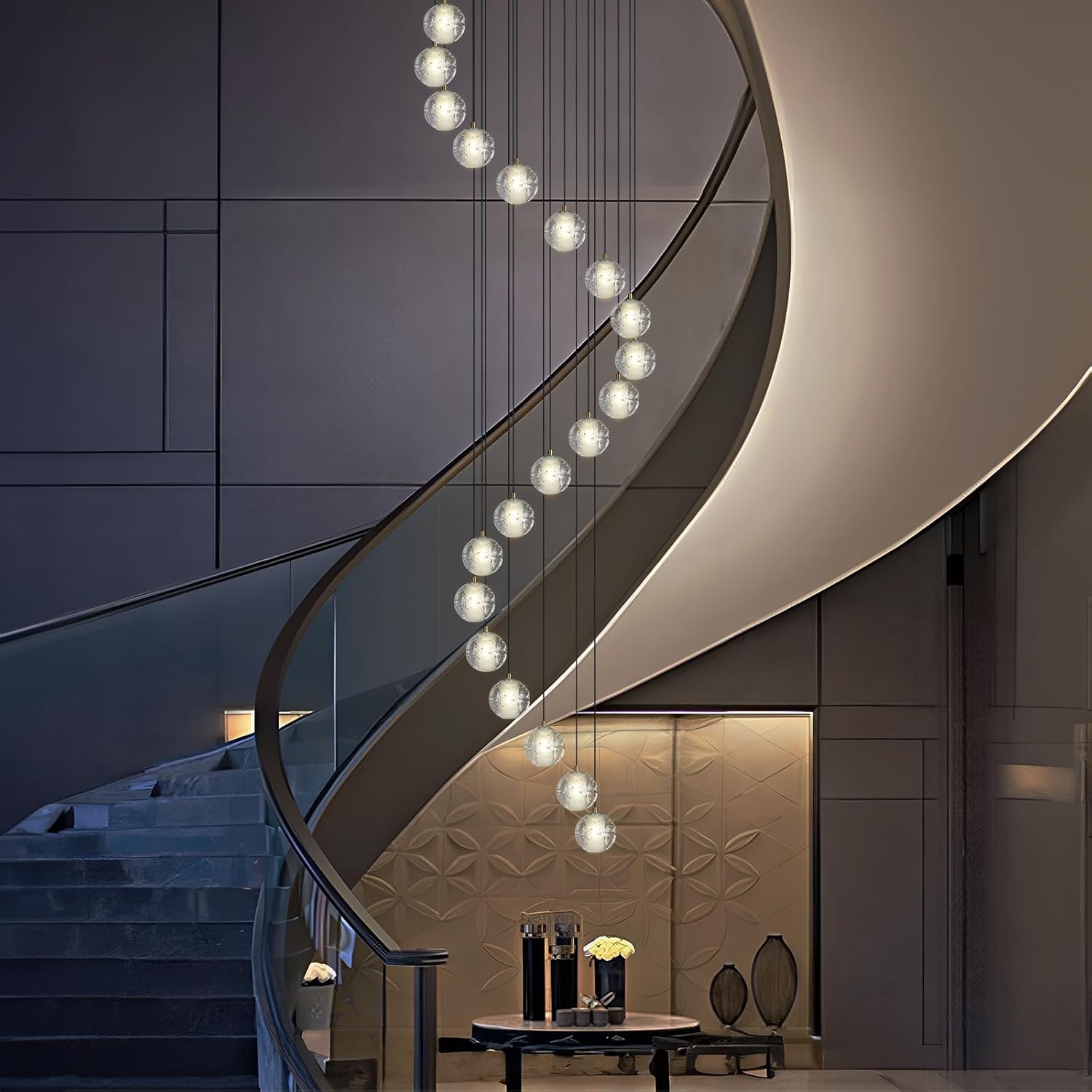 Large LED Pendant Chandeliers with Crystal Bubble Ball-Amarnest