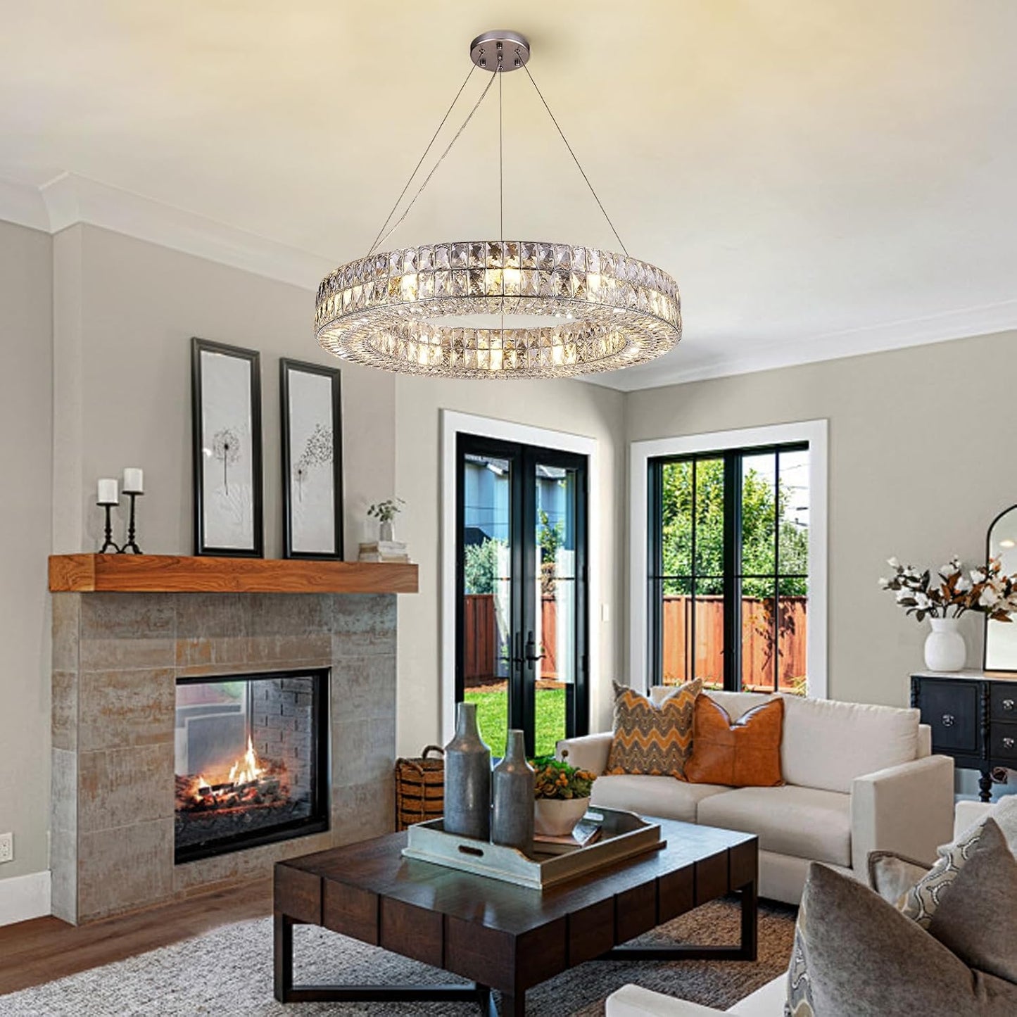 K9 Crystal Round/Rectangular Chandelier 32"-Amarnest
