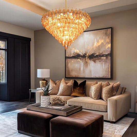 Modern Evelyn Glass Round Chandelier 36"-Amarnest