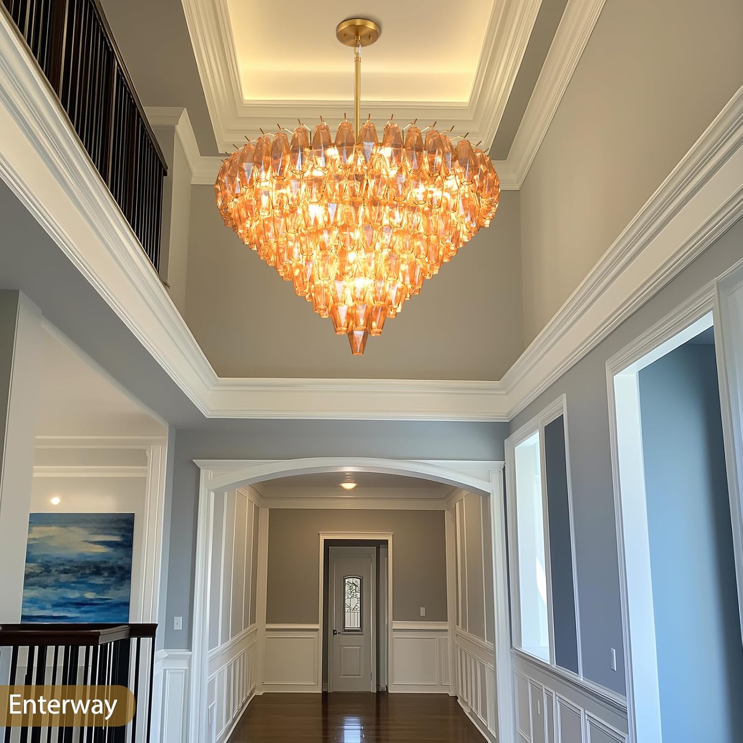 Modern Evelyn Glass Round Chandelier 36"-Amarnest