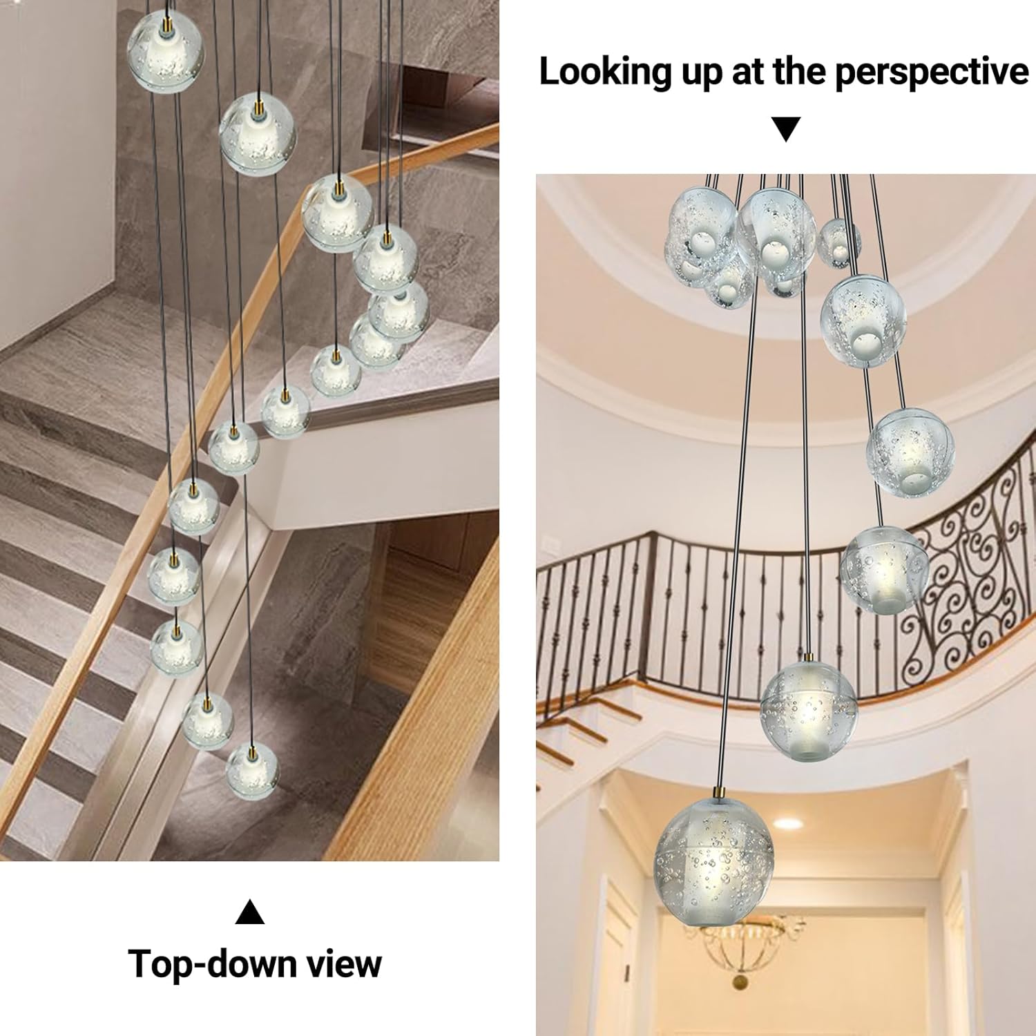 Large LED Pendant Chandeliers with Crystal Bubble Ball-Amarnest