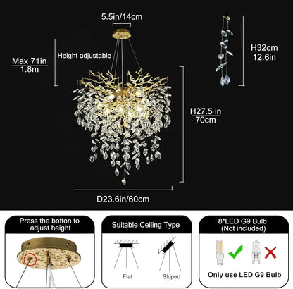 Solara Round Tree Branch Chandelier 24" 32" 40" Tree Branch-Amarnest