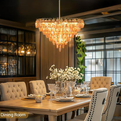 Modern Evelyn Glass Round Chandelier 36"-Amarnest