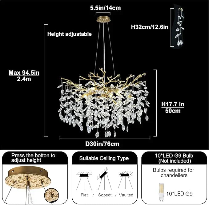 Solara Rectangular Tree Branch Chandelier 21" 30" 40" Tree Branch-Amarnest