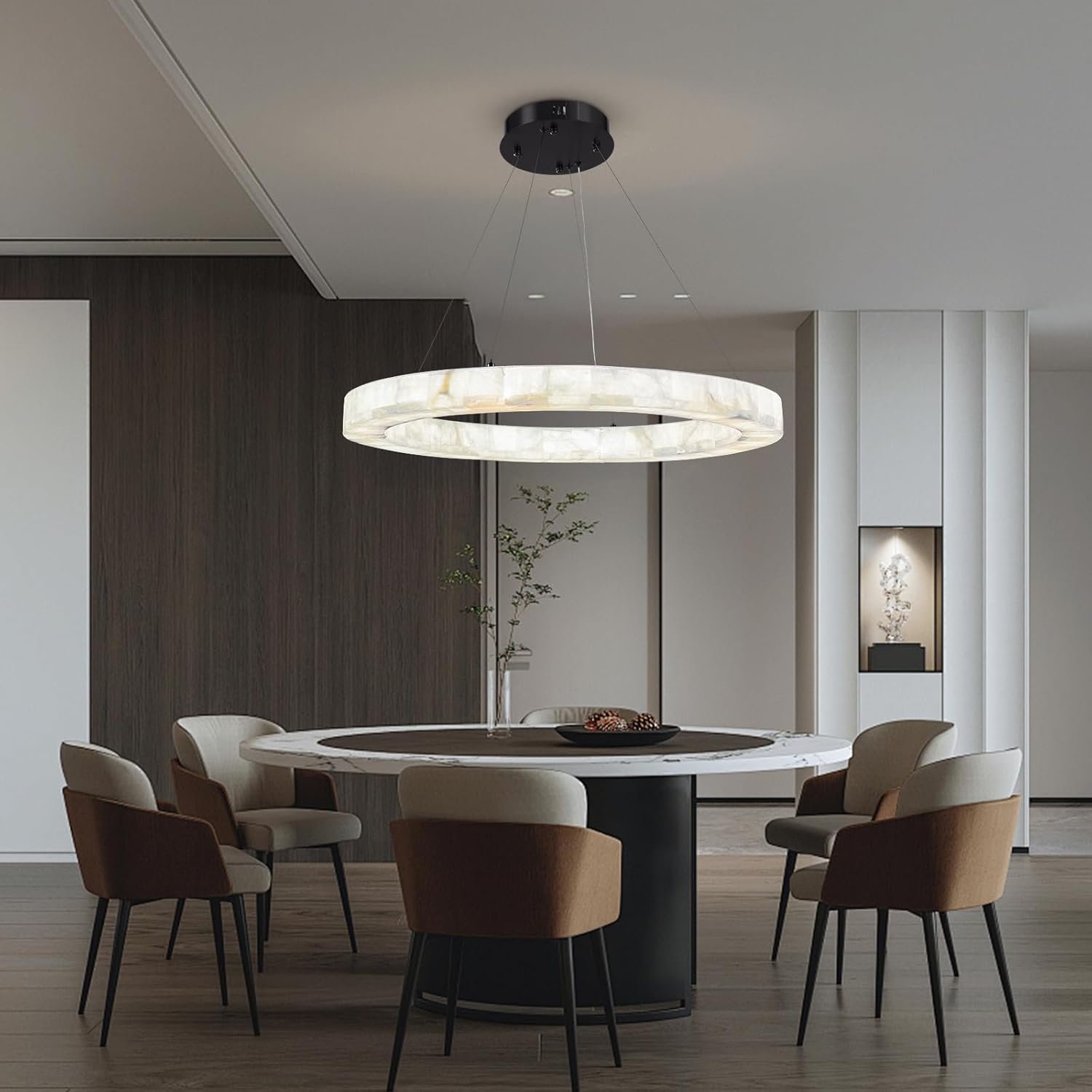 Teva Alabaster Round Chandelier 31"-Amarnest