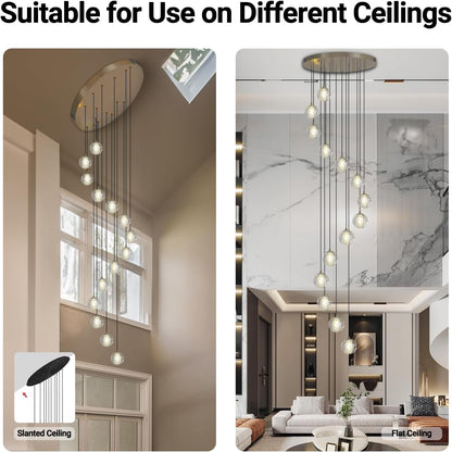 Large LED Pendant Chandeliers with Crystal Bubble Ball-Amarnest