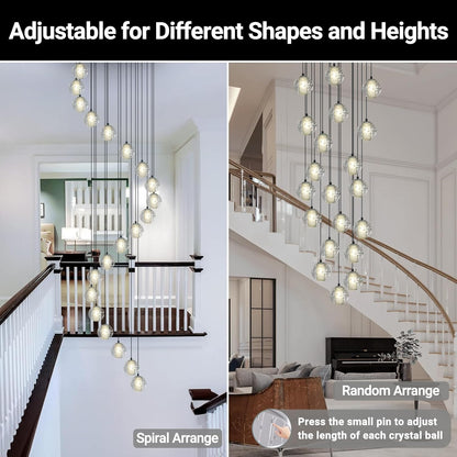 Large LED Pendant Chandeliers with Crystal Bubble Ball-Amarnest