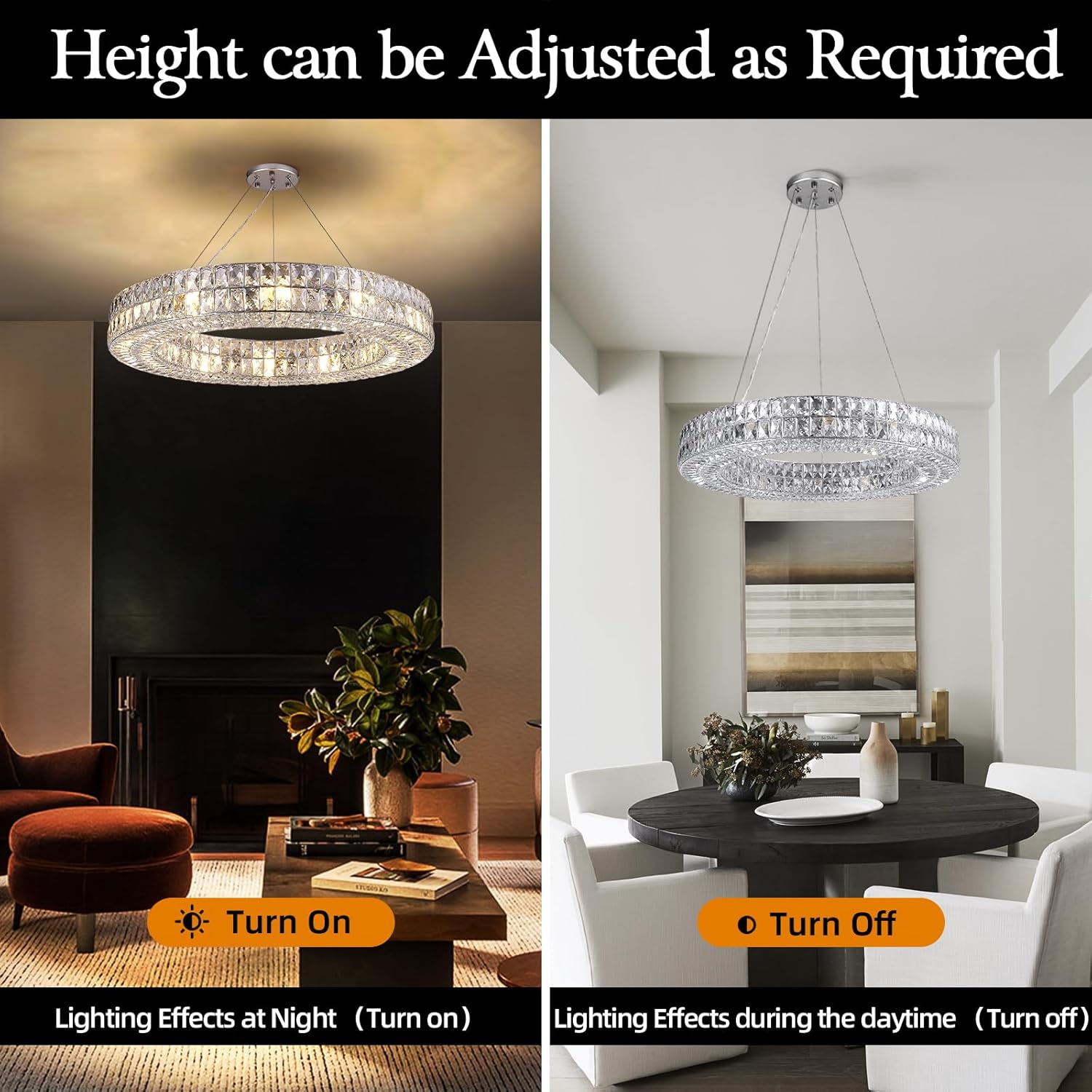 K9 Crystal Round/Rectangular Chandelier 32"-Amarnest