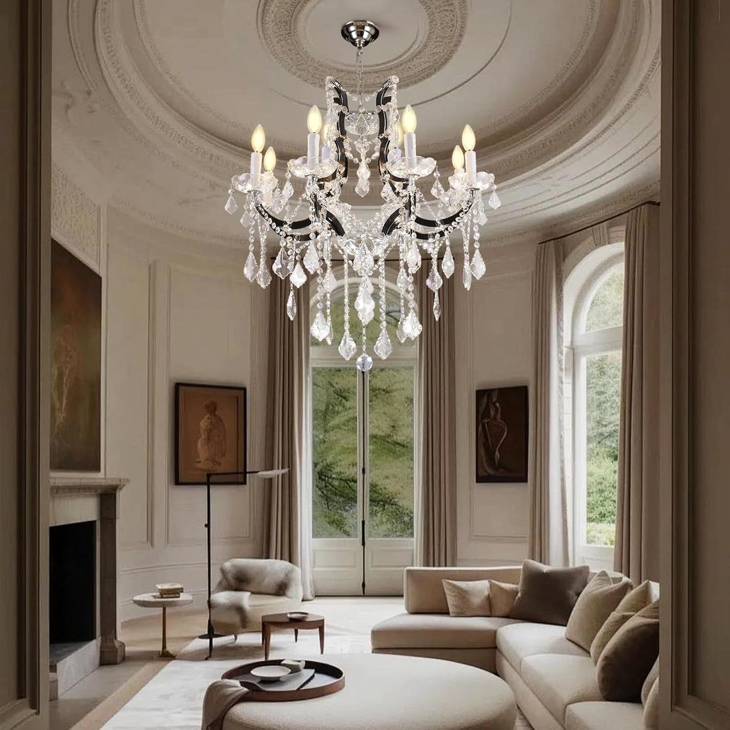 Luxurious Rococo Iron & Crystal Chandelier-Amarnest