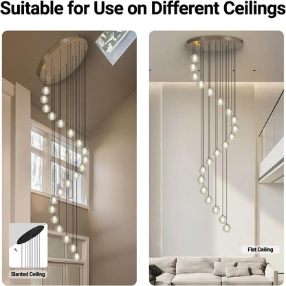 Large LED Pendant Chandeliers with Crystal Bubble Ball-Amarnest