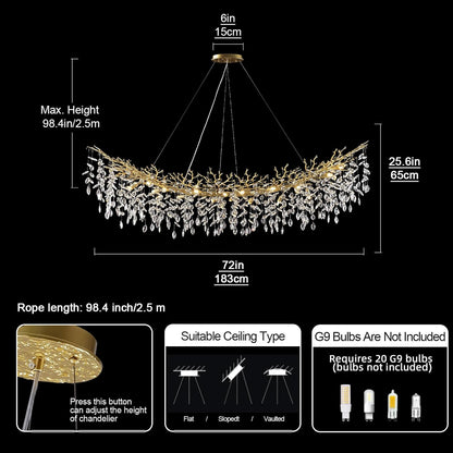Solara Rectangular Tree Branch Chandelier 55" 72" Tree Branch-Amarnest