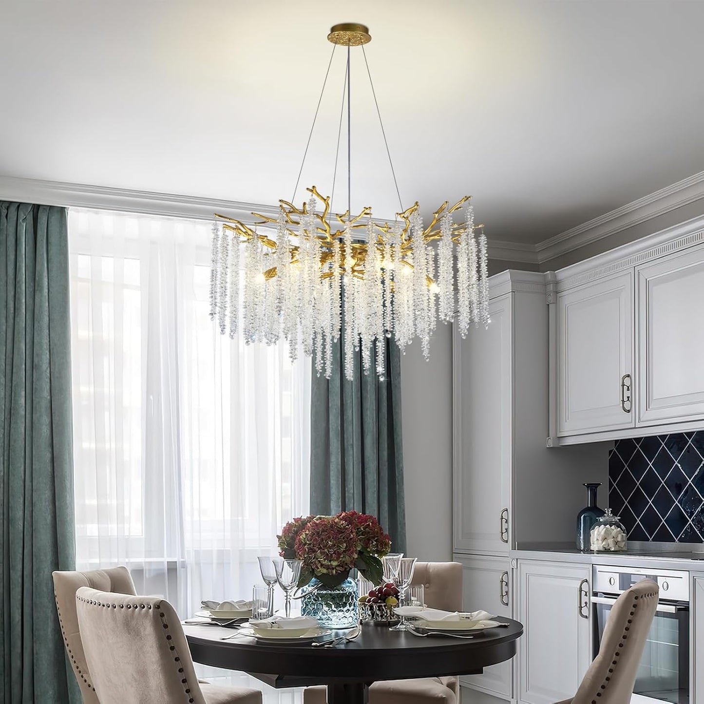 Round Gold Tree Branches Chandelier 30"-Amarnest