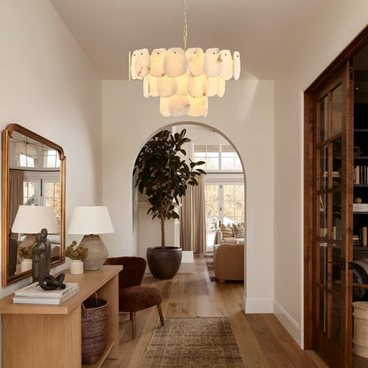 Talan Alabaster Round 3-Tier Chandelier 32″-Amarnest