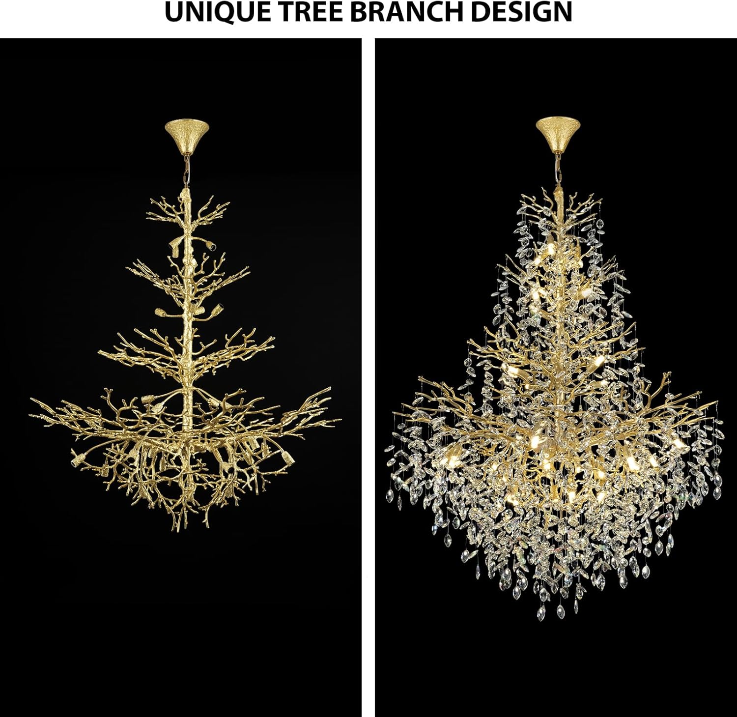 Solara Round Tree Branch Chandelier 47"-Amarnest