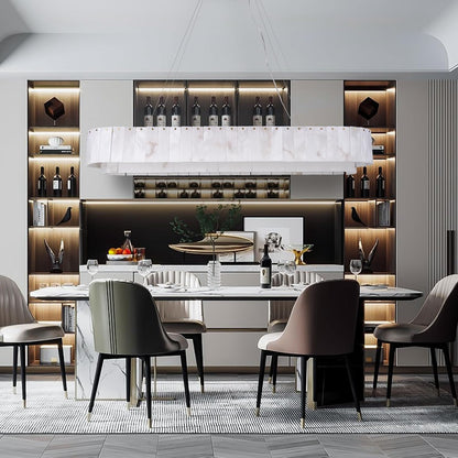 Celine Alabaster Rectangular-Oval Chandelier 54"-Amarnest