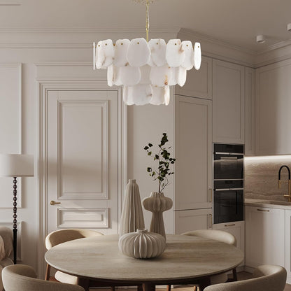 Talan Alabaster Round 3-Tier Chandelier 32″-Amarnest
