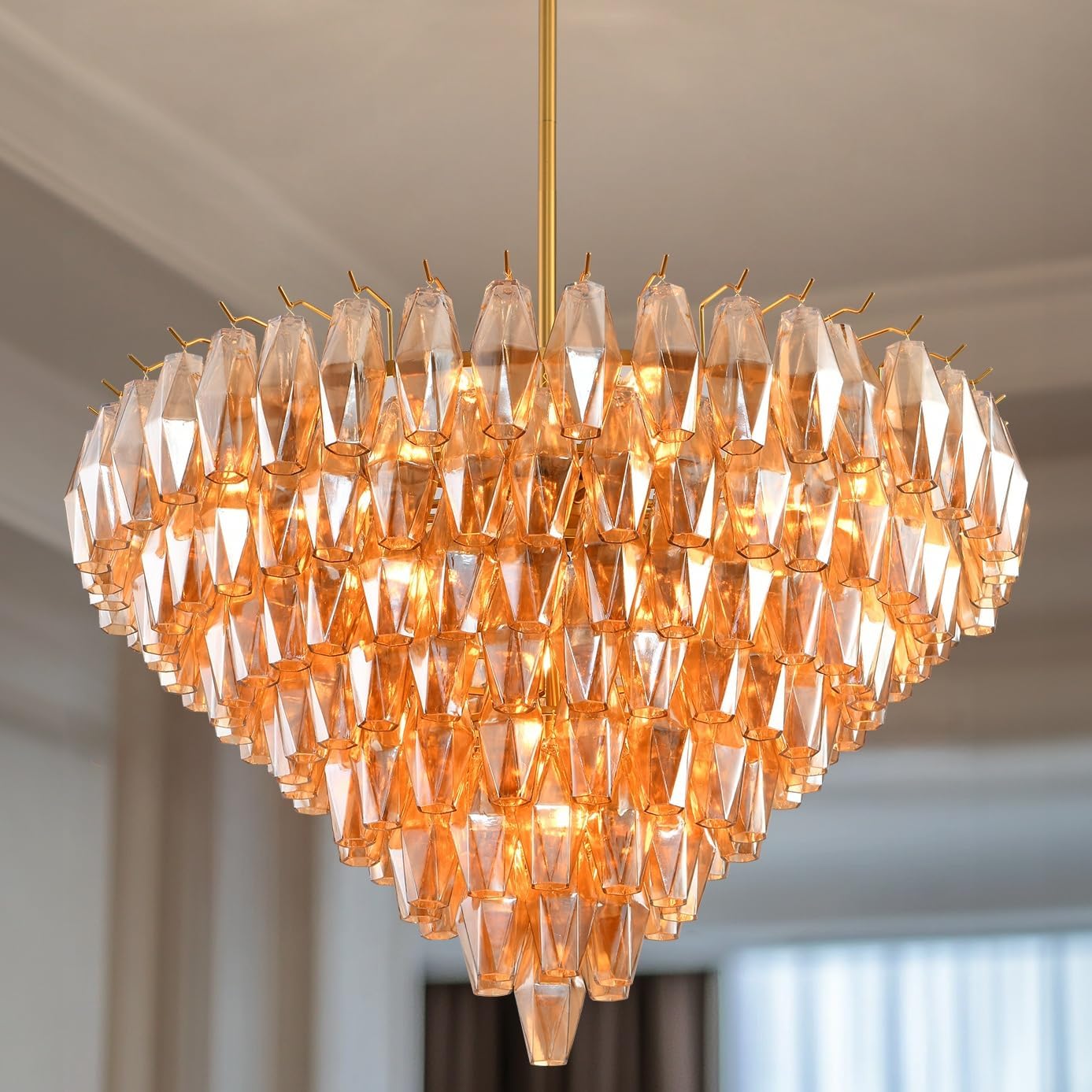 Modern Evelyn Glass Round Chandelier 36"-Amarnest