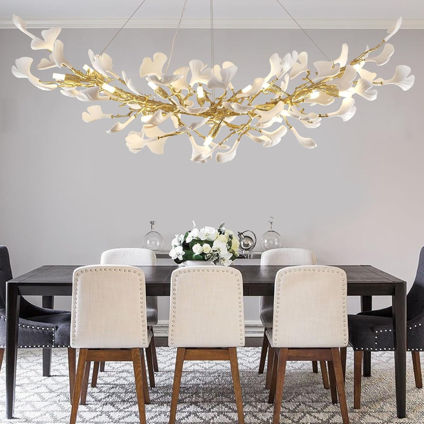 Ginkgo Rectangle Chandelier 55"-Amarnest