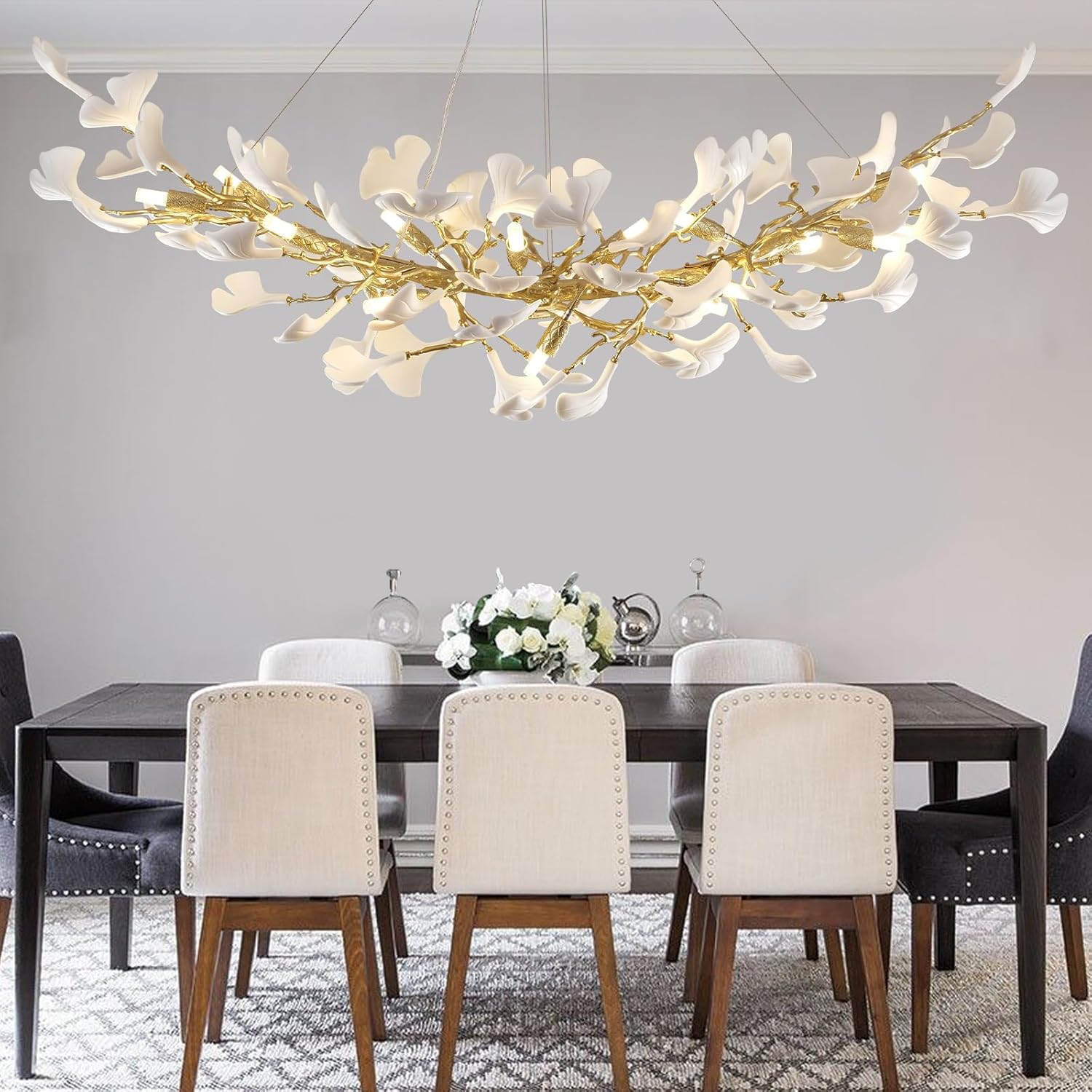Ginkgo Rectangle Chandelier 55"-Amarnest