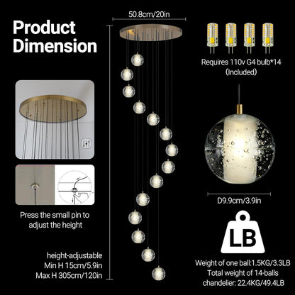 Large LED Pendant Chandeliers with Crystal Bubble Ball-Amarnest