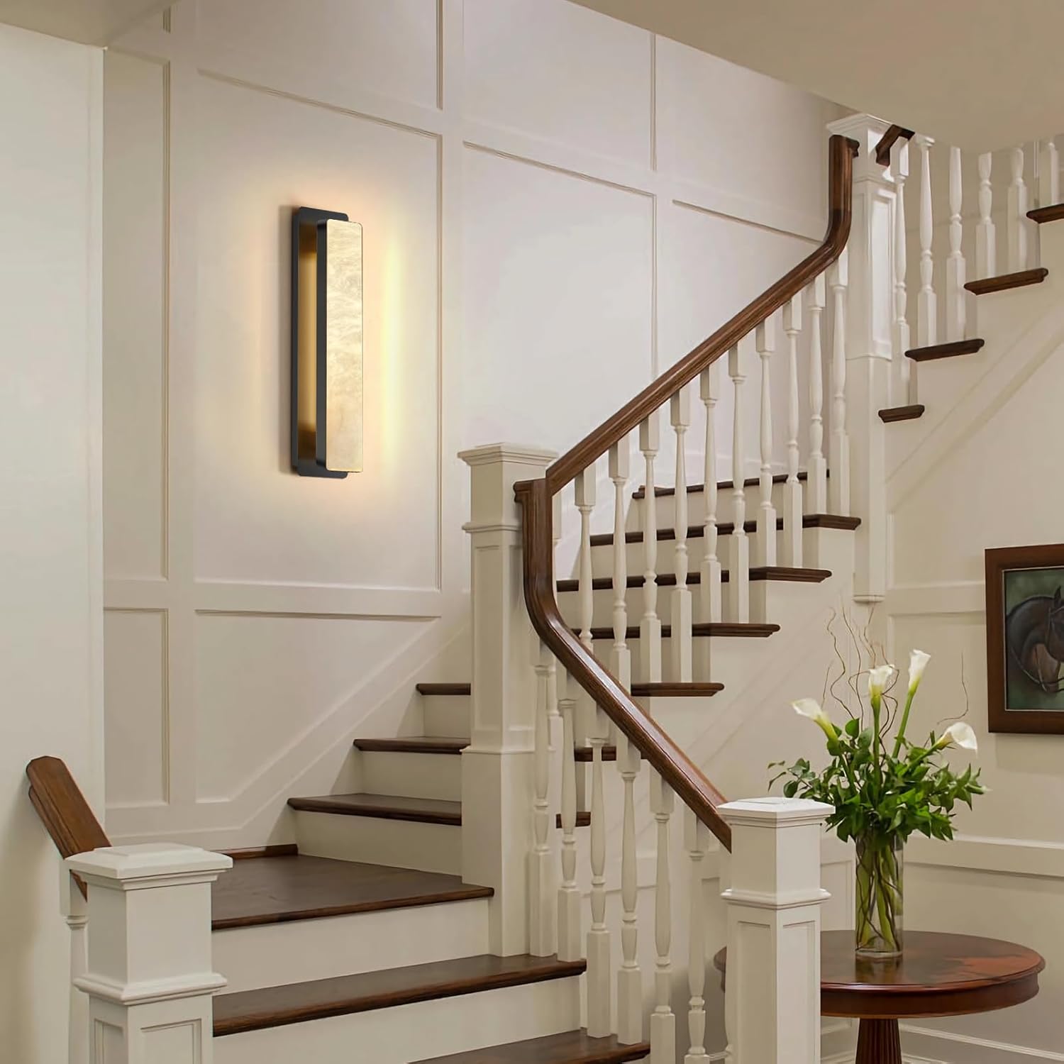 Melange Alabaster Rectangle Wall Sconces 20"-Amarnest
