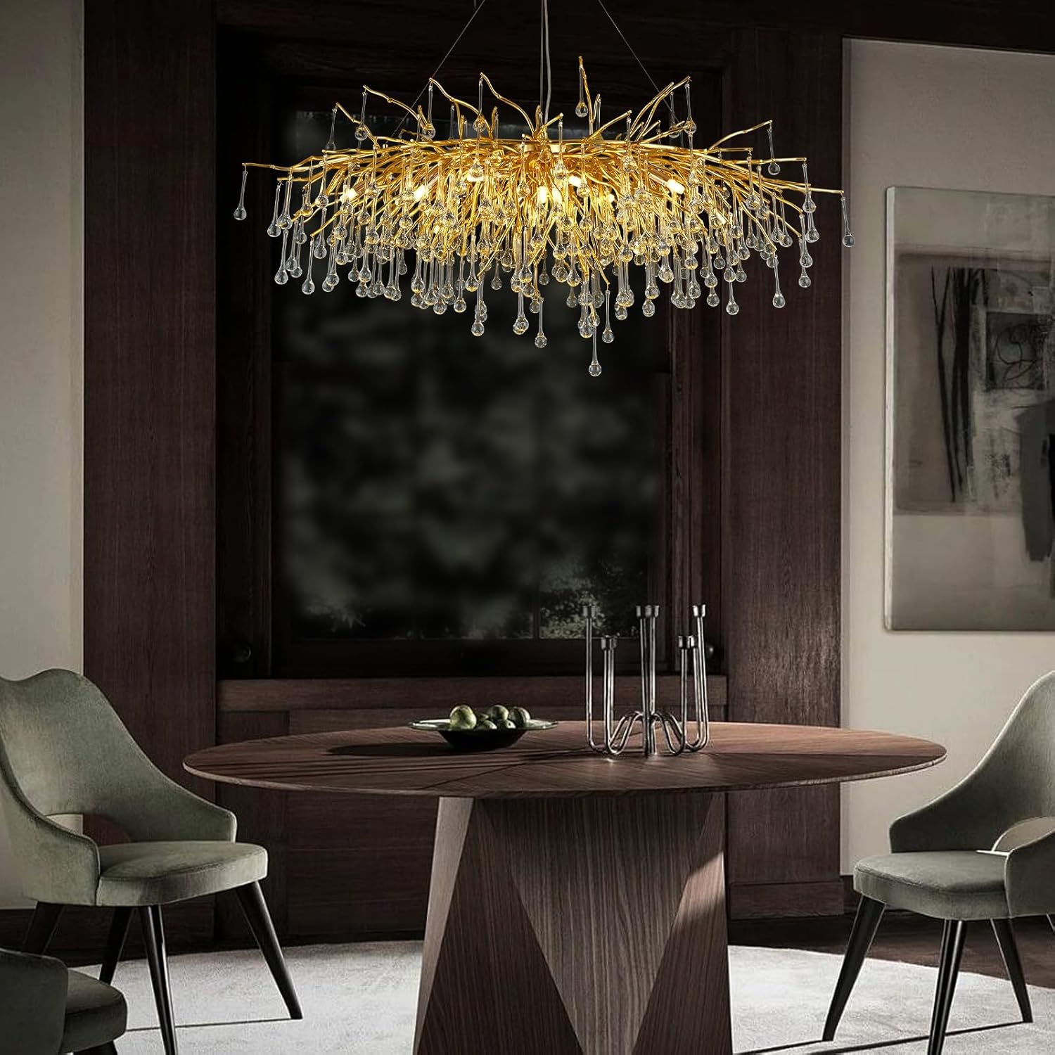 Gold Raindrop Crystal Chandelier-Amarnest