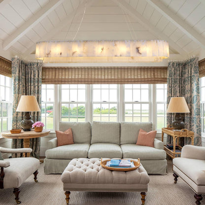 Celine Alabaster Rectangular-Oval Chandelier 54"-Amarnest