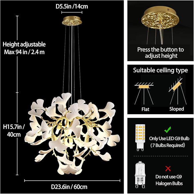 Ginkgo Round Chandelier 23.6''-Amarnest