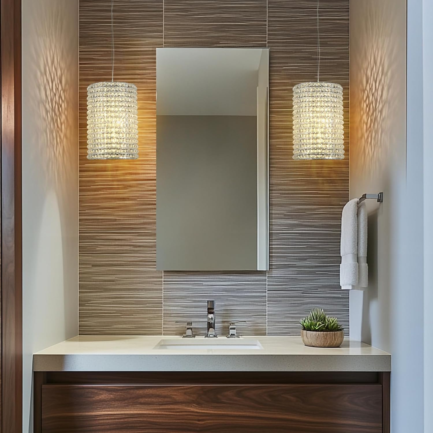 Smoke Grey Crystal Pendant Lights-Amarnest