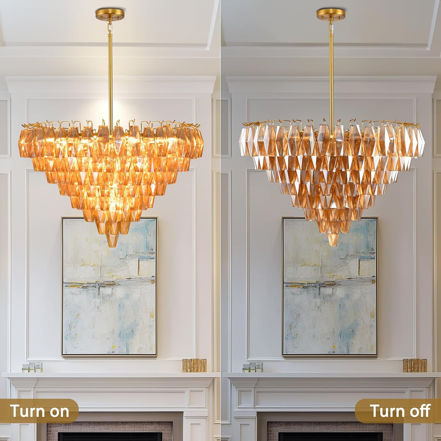 Modern Evelyn Glass Round Chandelier 36"-Amarnest