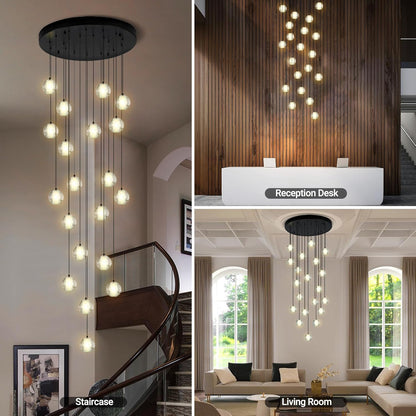Large LED Pendant Chandeliers with Crystal Bubble Ball-Amarnest