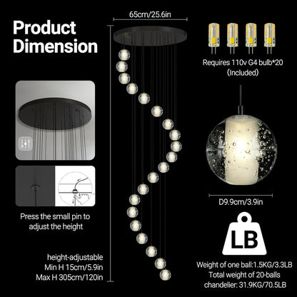 Large LED Pendant Chandeliers with Crystal Bubble Ball-Amarnest