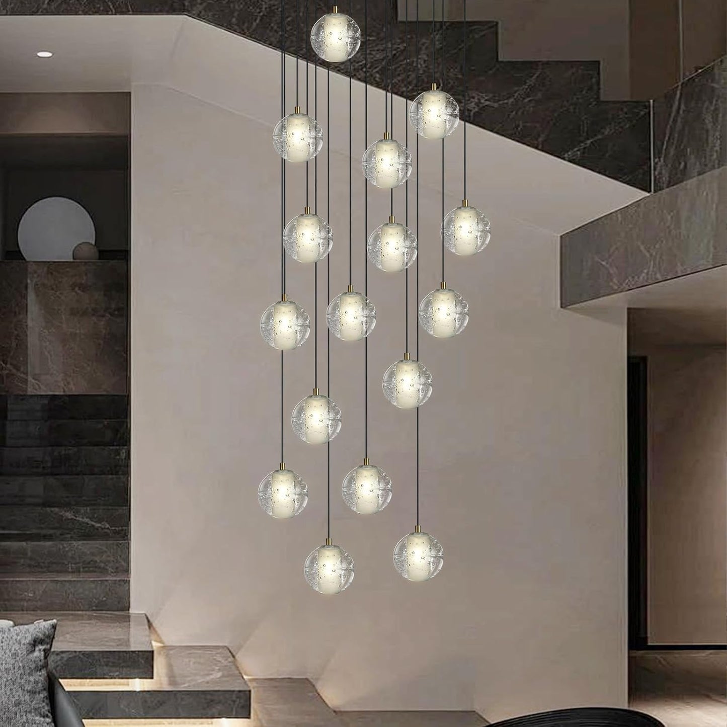 Large LED Pendant Chandeliers with Crystal Bubble Ball-Amarnest