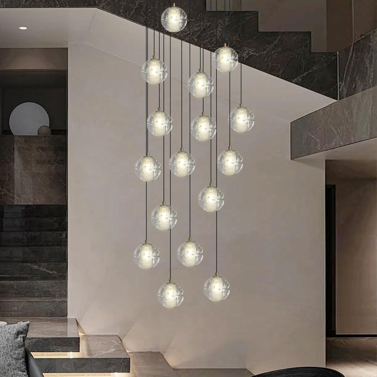 Large LED Pendant Chandeliers with Crystal Bubble Ball-Amarnest