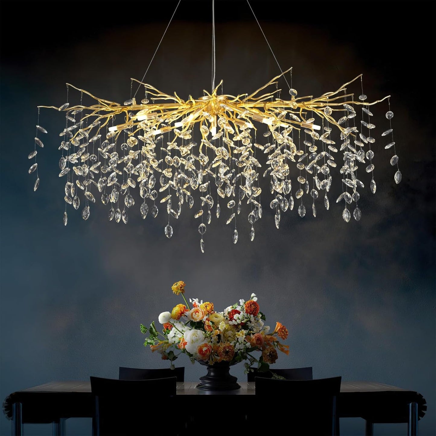 Solara Rectangular Tree Branch Chandelier 47" Tree Branch-Amarnest