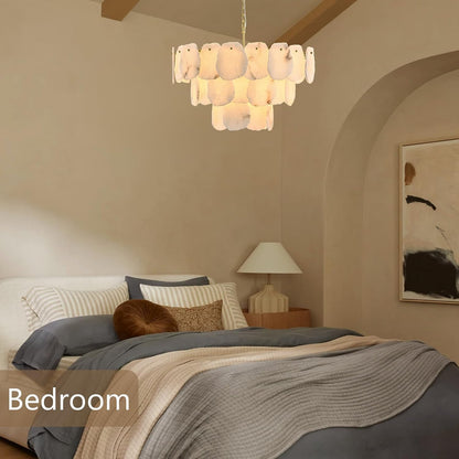 Talan Alabaster Round 3-Tier Chandelier 32″-Amarnest