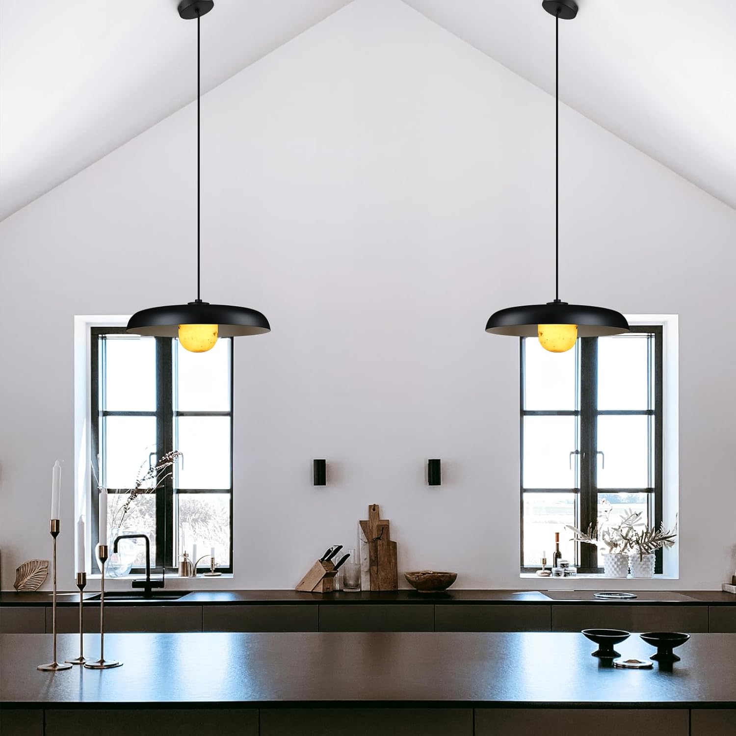 Alabaster Industrial Pendant Lights Kitchen Island-Amarnest