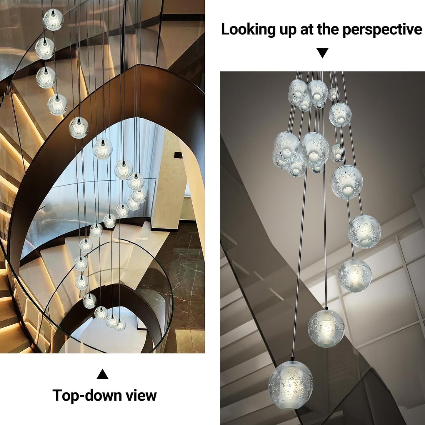 Large LED Pendant Chandeliers with Crystal Bubble Ball-Amarnest