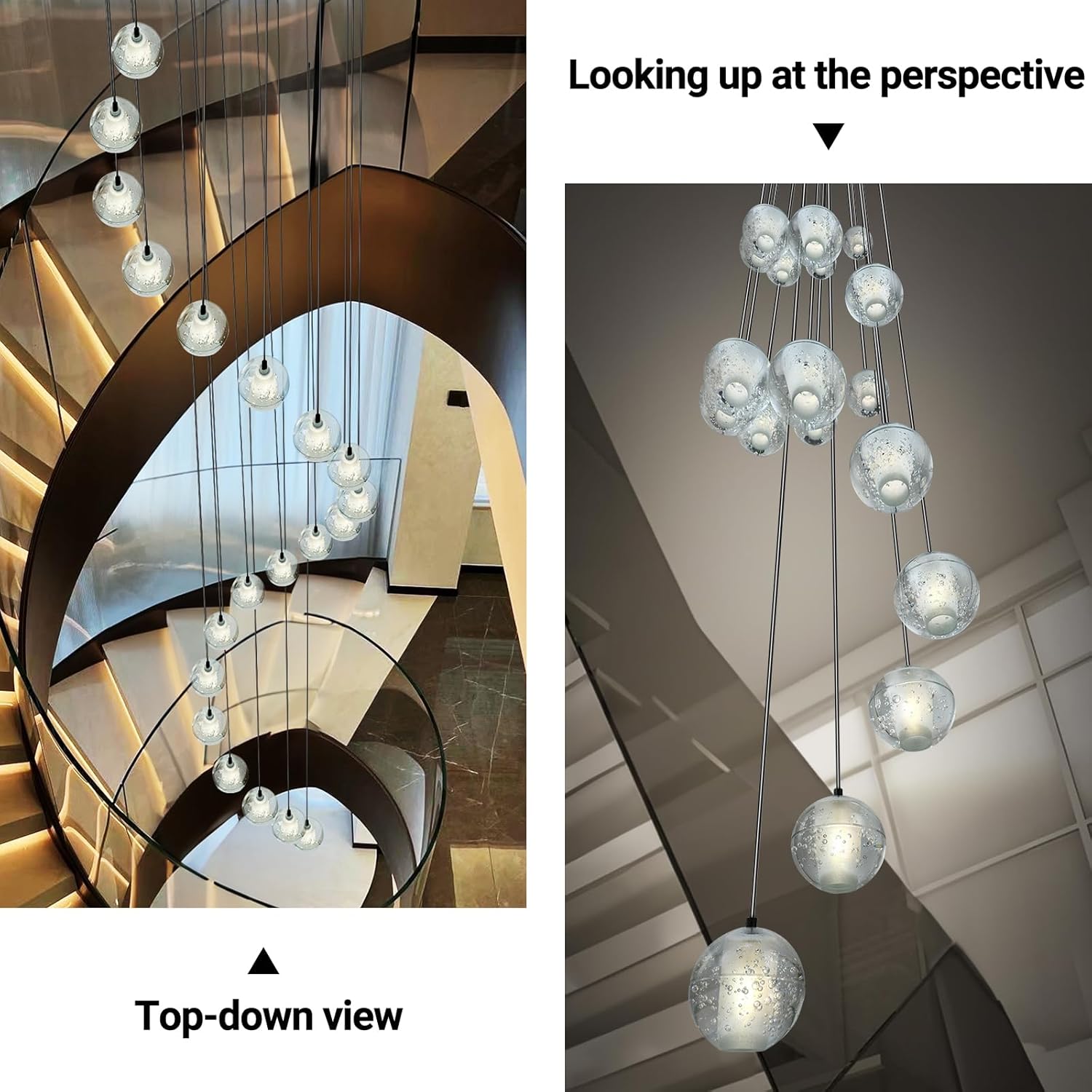 Large LED Pendant Chandeliers with Crystal Bubble Ball-Amarnest
